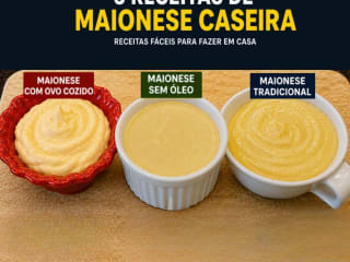 Imagem ilustrativa da receita MAIONESE CASEIRA: 3 RECEITAS CREMOSAS E FÁCEIS